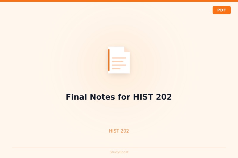 Final Notes for HIST 202