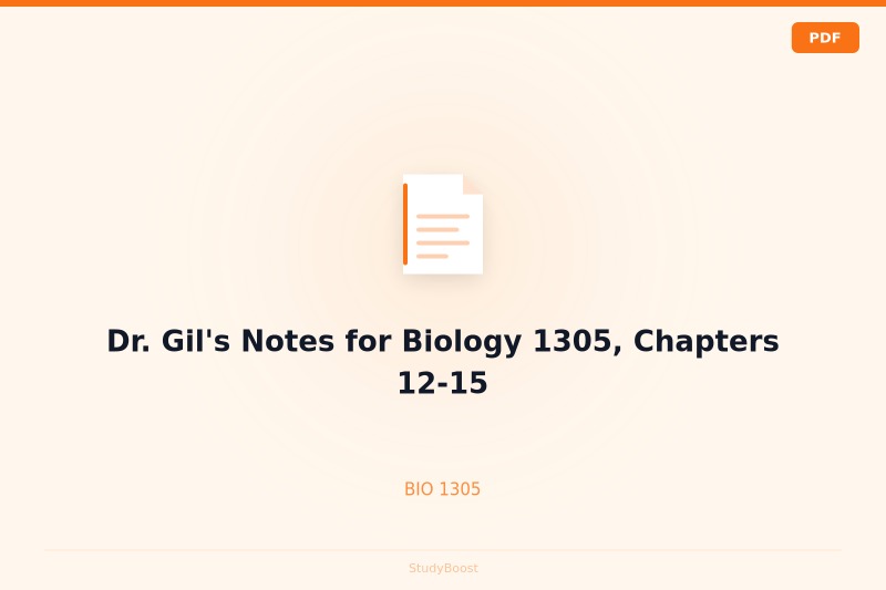 Dr. Gil's Notes for Biology 1305, Chapters 12-15