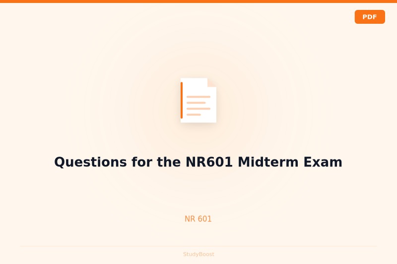Questions for the NR601 Midterm Exam