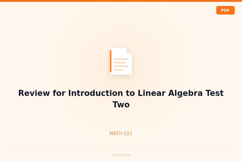 Review for Introduction to Linear Algebra Test Two