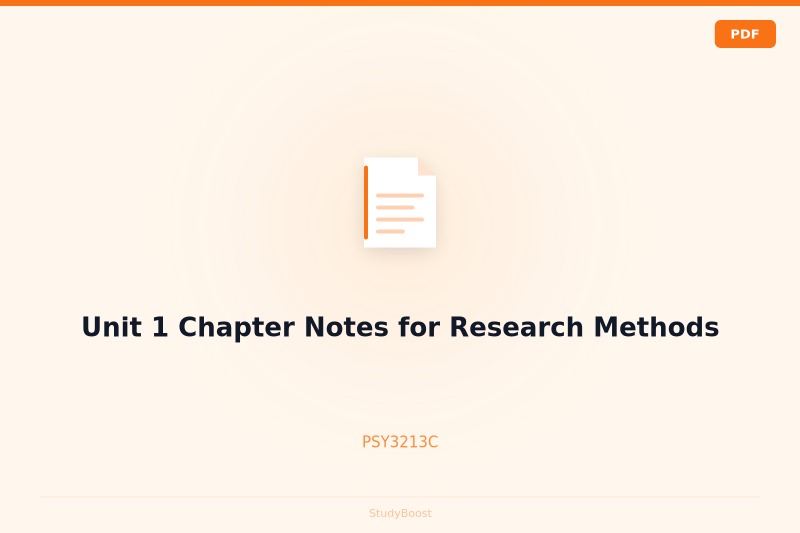 Unit 1 Chapter Notes for Research Methods
