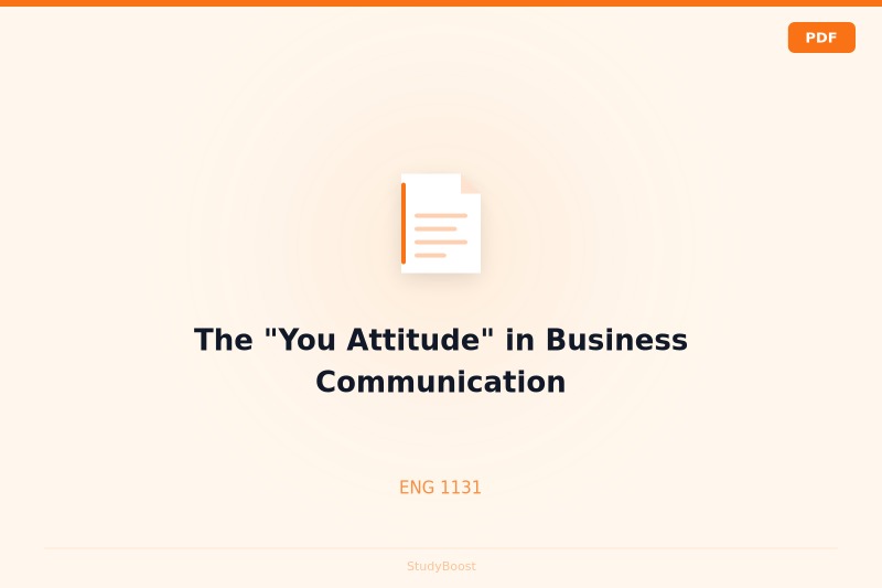 The "You Attitude" in Business Communication