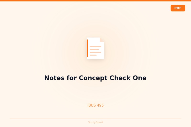 Notes for Concept Check One