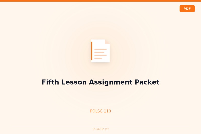 Fifth Lesson Assignment Packet
