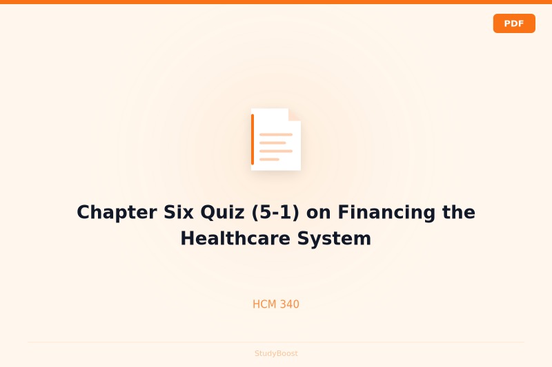 Chapter Six Quiz (5-1) on Financing the Healthcare System