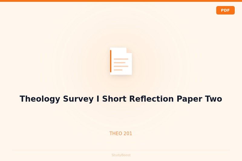 Theology Survey I Short Reflection Paper Two