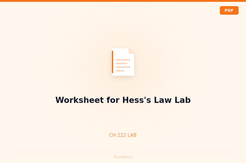 Worksheet for Hess's Law Lab