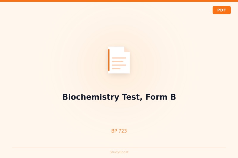 Biochemistry Test, Form B