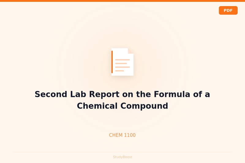 Second Lab Report on the Formula of a Chemical Compound