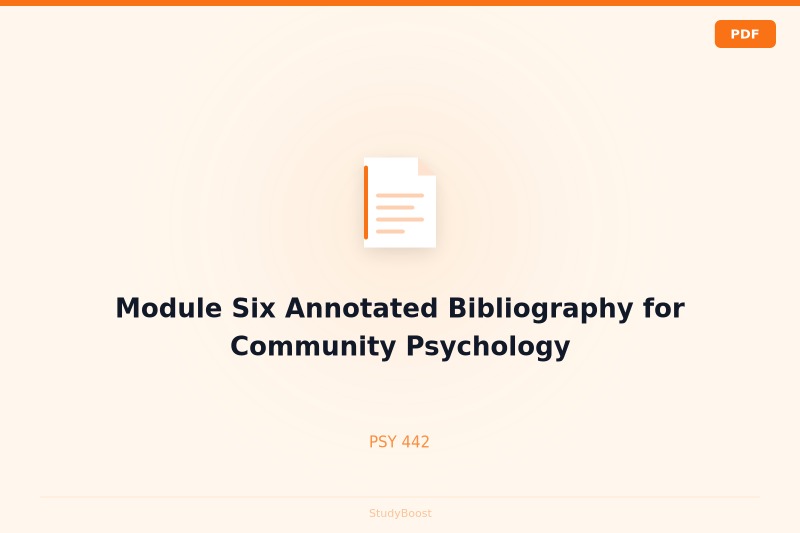 Module Six Annotated Bibliography for Community Psychology