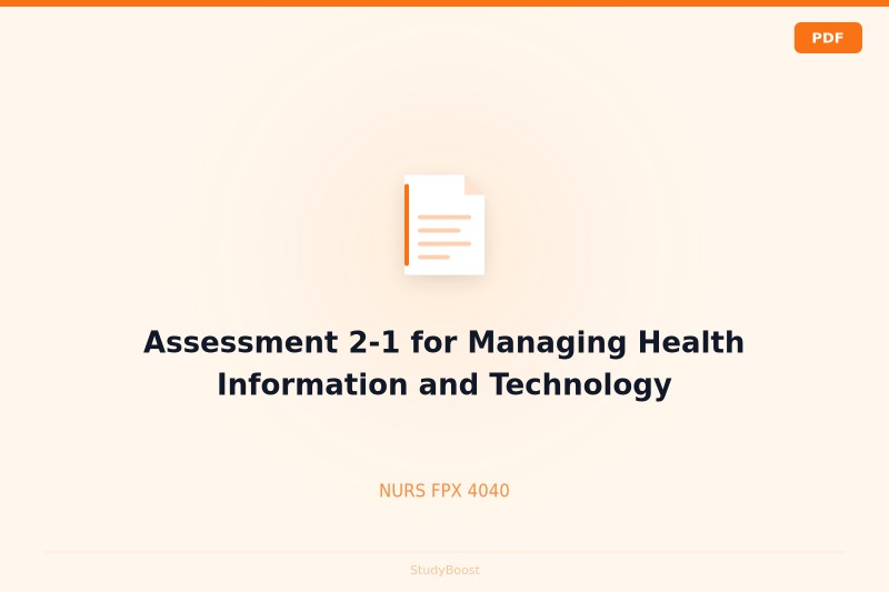 Assessment 2-1 for Managing Health Information and Technology