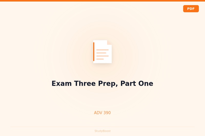 Exam Three Prep, Part One