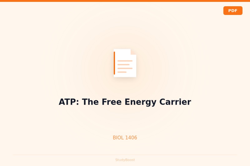 ATP: The Free Energy Carrier