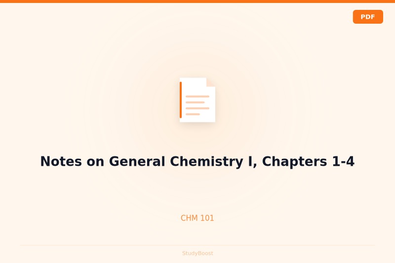 Notes on General Chemistry I, Chapters 1-4
