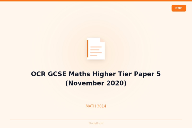 OCR GCSE Maths Higher Tier Paper 5 (November 2020)