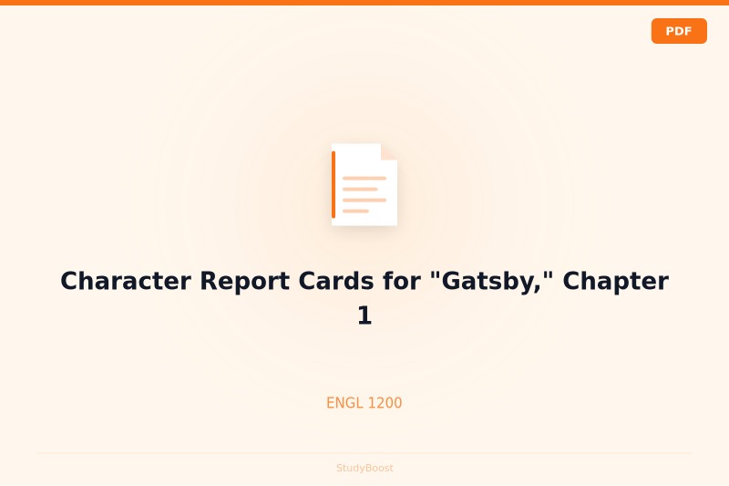 Character Report Cards for "Gatsby," Chapter 1