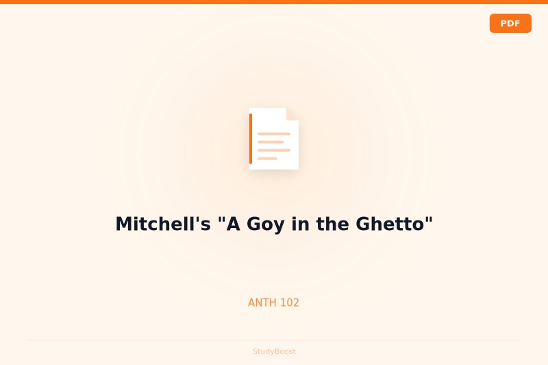 Mitchell's "A Goy in the Ghetto"