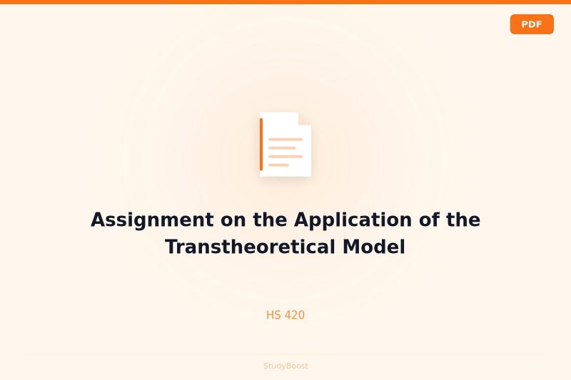Assignment on the Application of the Transtheoretical Model