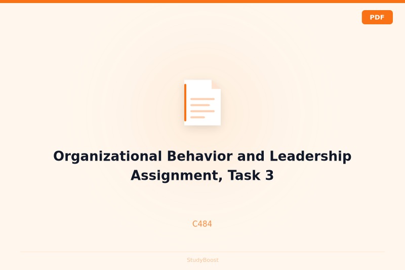 Organizational Behavior and Leadership Assignment, Task 3