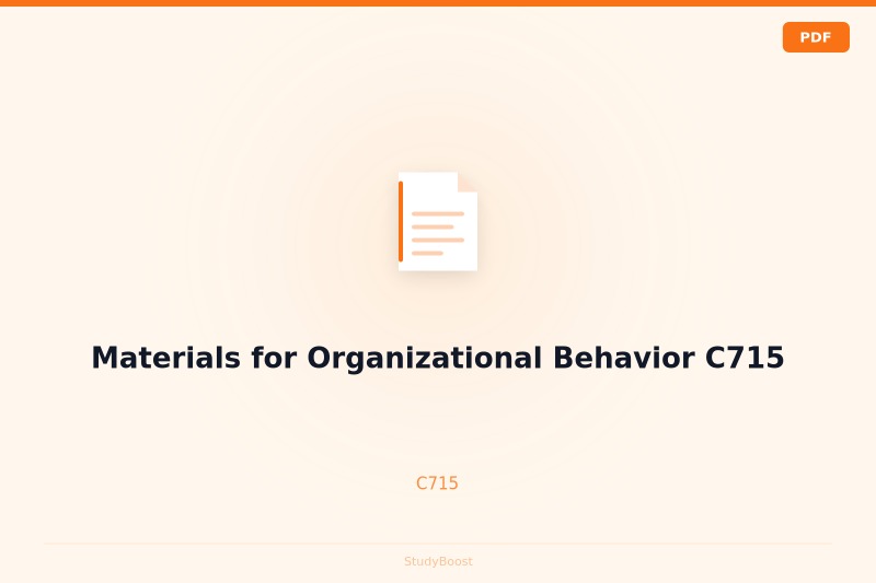 Materials for Organizational Behavior C715
