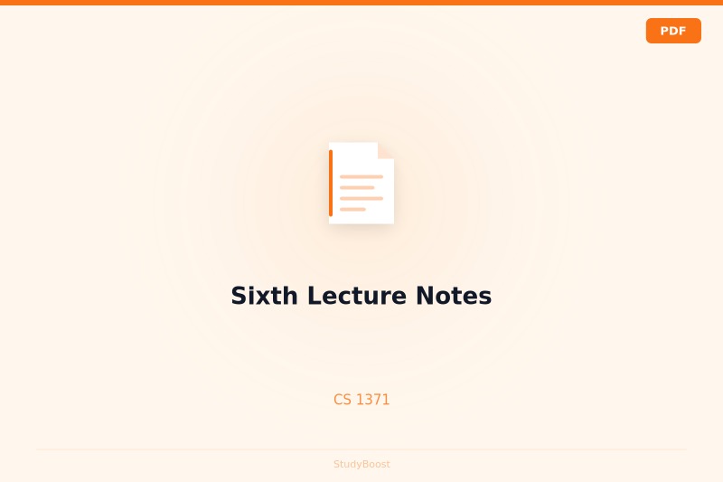 Sixth Lecture Notes