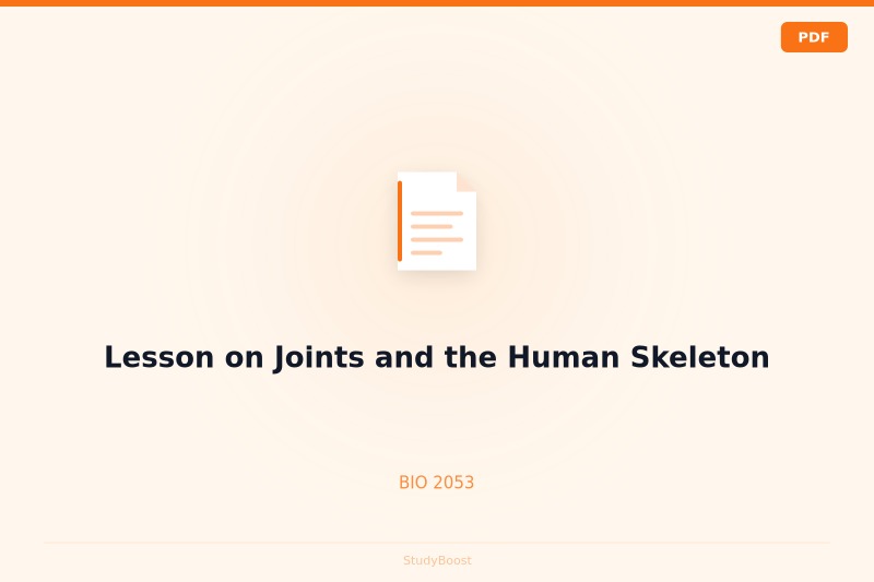 Lesson on Joints and the Human Skeleton