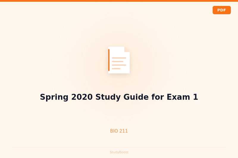 Spring 2020 Study Guide for Exam 1