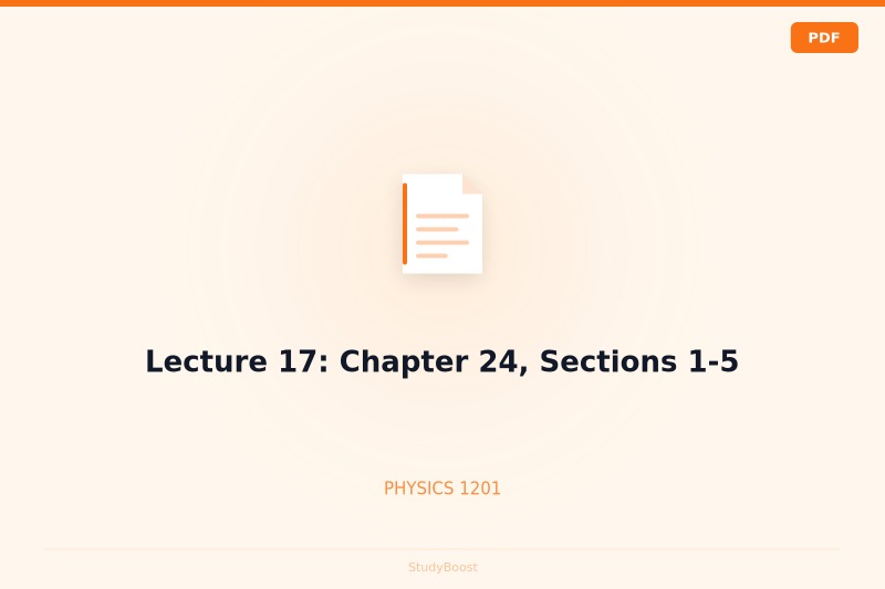 Lecture 17: Chapter 24, Sections 1-5