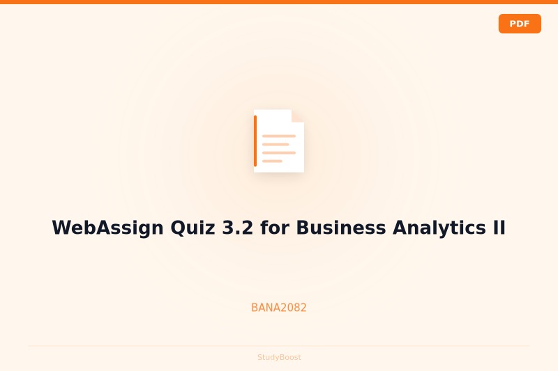 WebAssign Quiz 3.2 for Business Analytics II