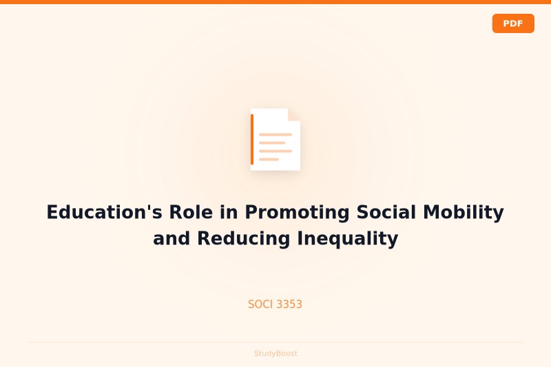Education's Role in Promoting Social Mobility and Reducing Inequality