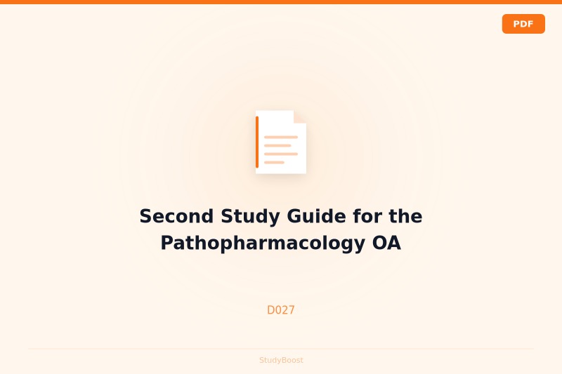 Second Study Guide for the Pathopharmacology OA