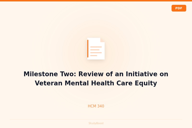 Milestone Two: Review of an Initiative on Veteran Mental Health Care Equity