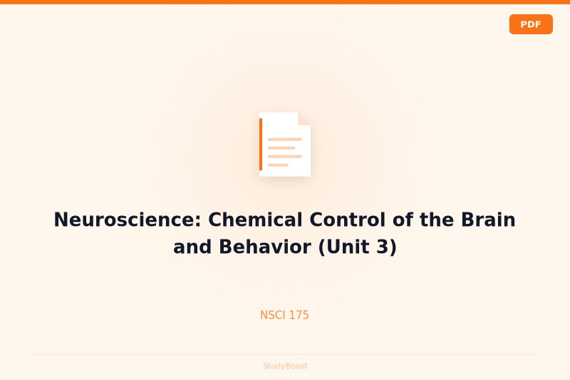 Neuroscience: Chemical Control of the Brain and Behavior (Unit 3)