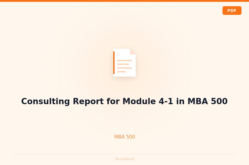 Consulting Report for Module 4-1 in MBA 500
