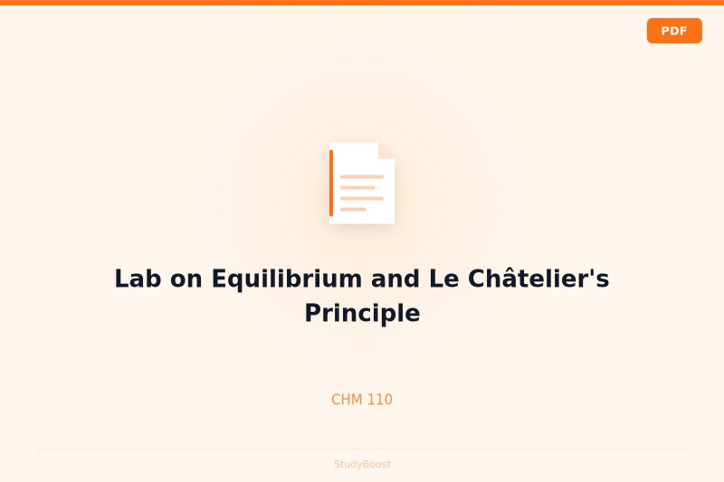 Lab on Equilibrium and Le Châtelier's Principle