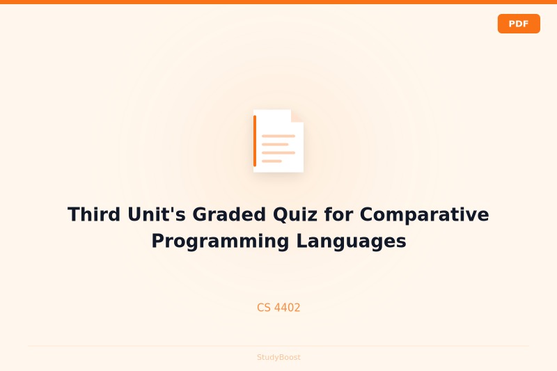 Third Unit's Graded Quiz for Comparative Programming Languages
