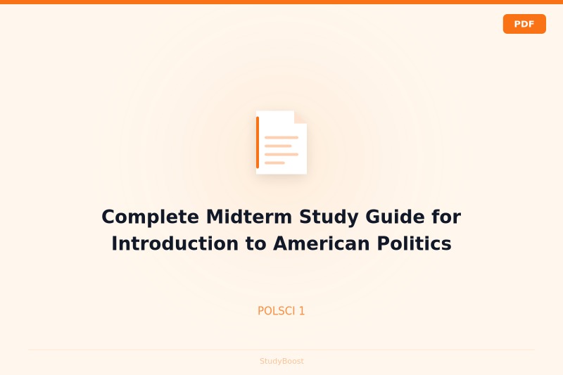 Complete Midterm Study Guide for Introduction to American Politics