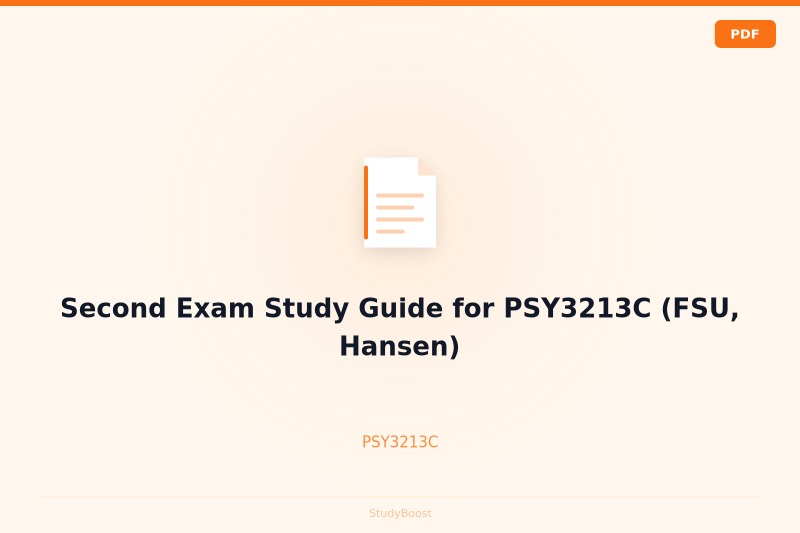 Second Exam Study Guide for PSY3213C (FSU, Hansen)