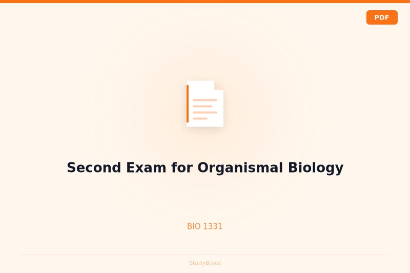 Second Exam for Organismal Biology