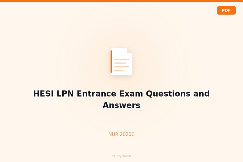 HESI LPN Entrance Exam Questions and Answers