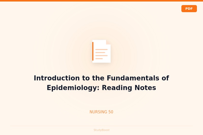 Introduction to the Fundamentals of Epidemiology: Reading Notes