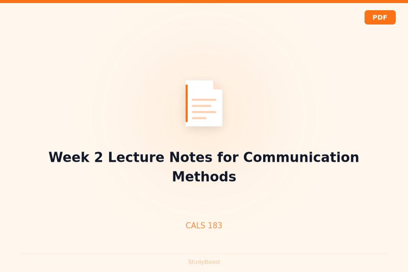 Week 2 Lecture Notes for Communication Methods
