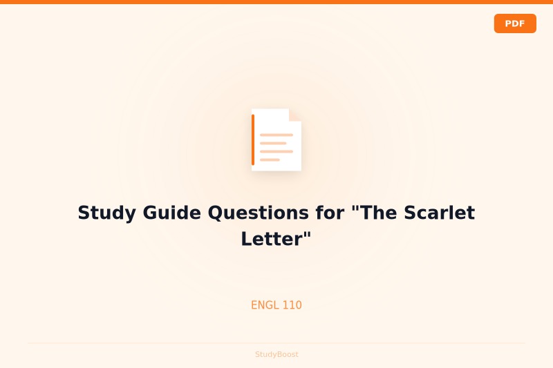 Study Guide Questions for "The Scarlet Letter"