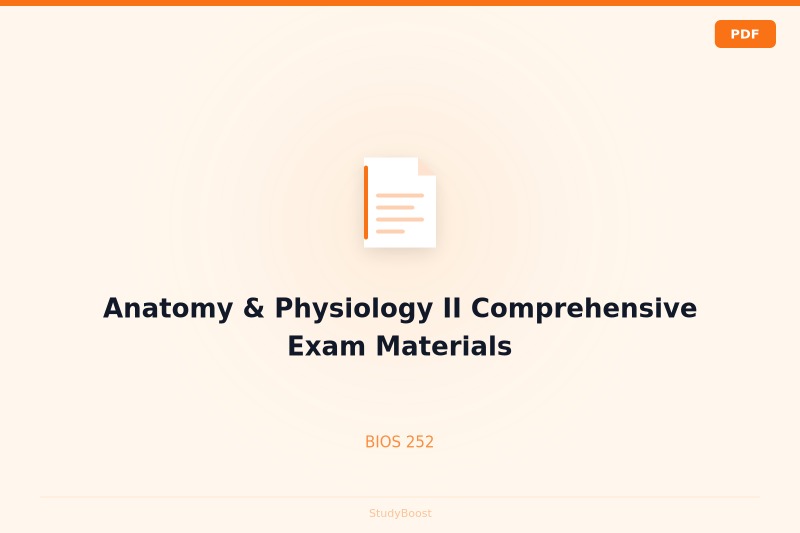 Anatomy & Physiology II Comprehensive Exam Materials