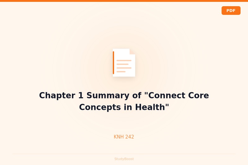 Chapter 1 Summary of "Connect Core Concepts in Health"