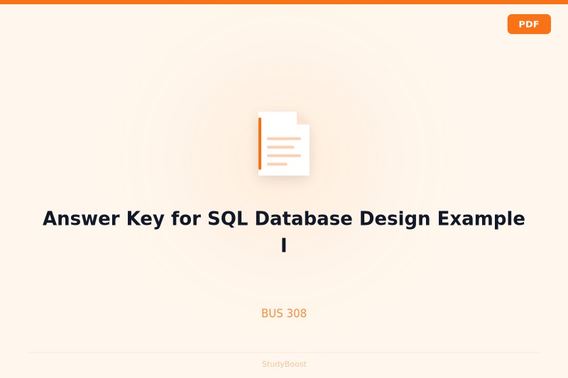 Answer Key for SQL Database Design Example I