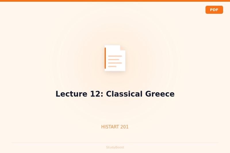Lecture 12: Classical Greece