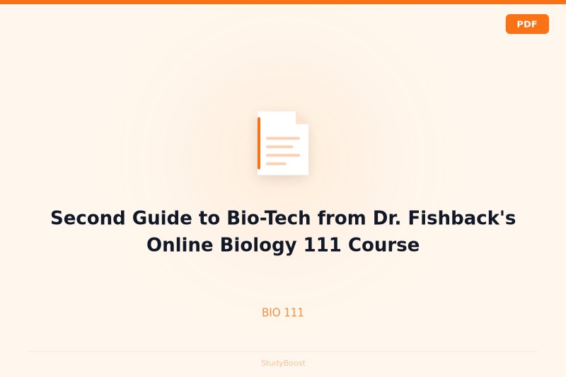 Second Guide to Bio-Tech from Dr. Fishback's Online Biology 111 Course