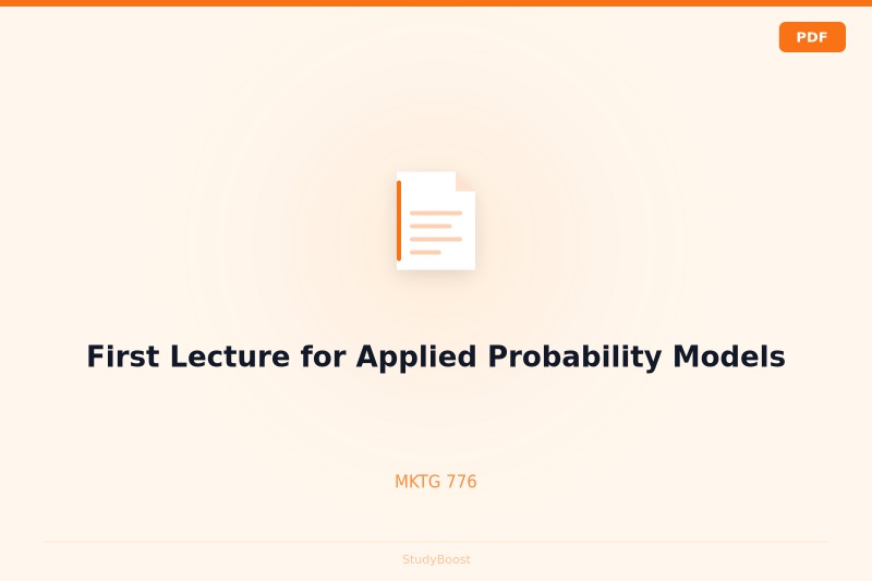 First Lecture for Applied Probability Models