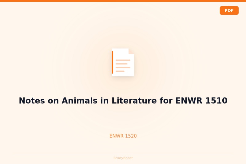 Notes on Animals in Literature for ENWR 1510